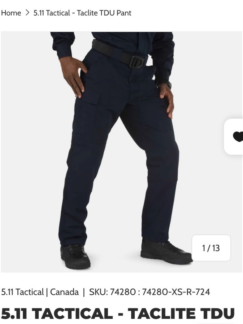 5.11 Tactical Taclite TDU Pant — Men's Navy Tactical Cargo Pants size 38x34